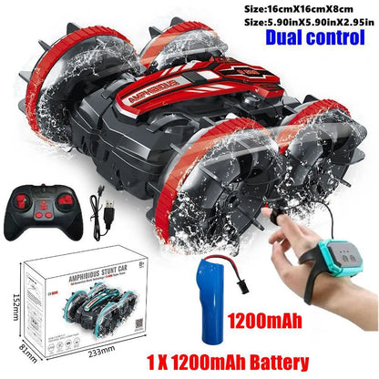 Amphibious RC Stunt Car 4WD Waterproof 360° Rotating Off-Road Toy
