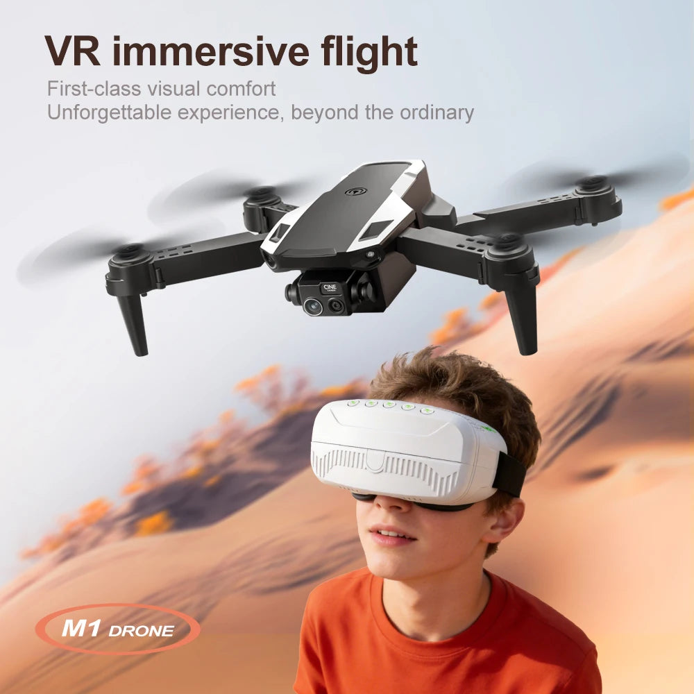 M1 Foldable Camera Drone with Dual HD Camera, Optical Flow, FPV & VR Glasses